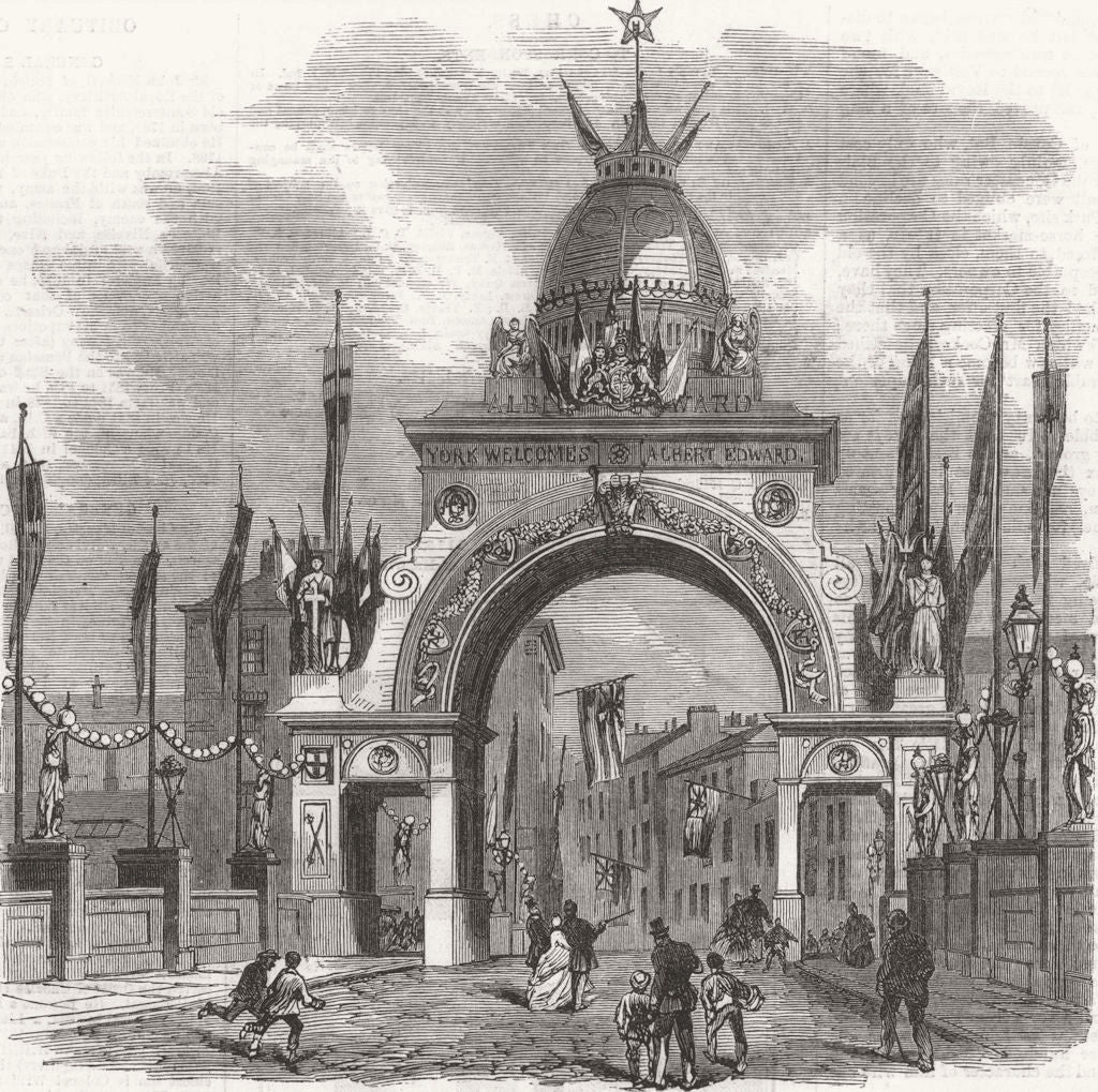 YORKS. Triumphal Arch on the Ouse Bridge at York 1866 old antique print